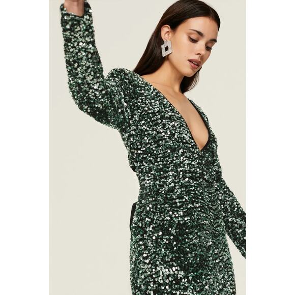 Bardot Lilia‎ Sequin Mini Dress in Green Size xxl US Size 12 - Picture 4 of 10